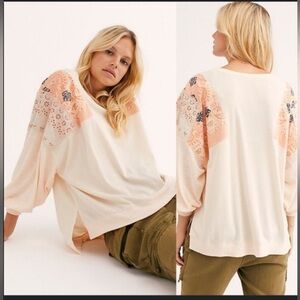 We the free FREE PEOPLE FEELIN’ IT TOP embroidered oversized blouse top size S